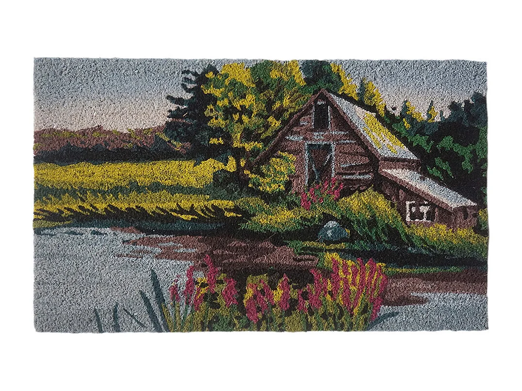 Tapis d'entrée en PVC imprimé bleu 45x75