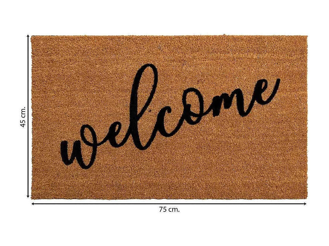 Tapis d'entrée en fibre marron 45x75