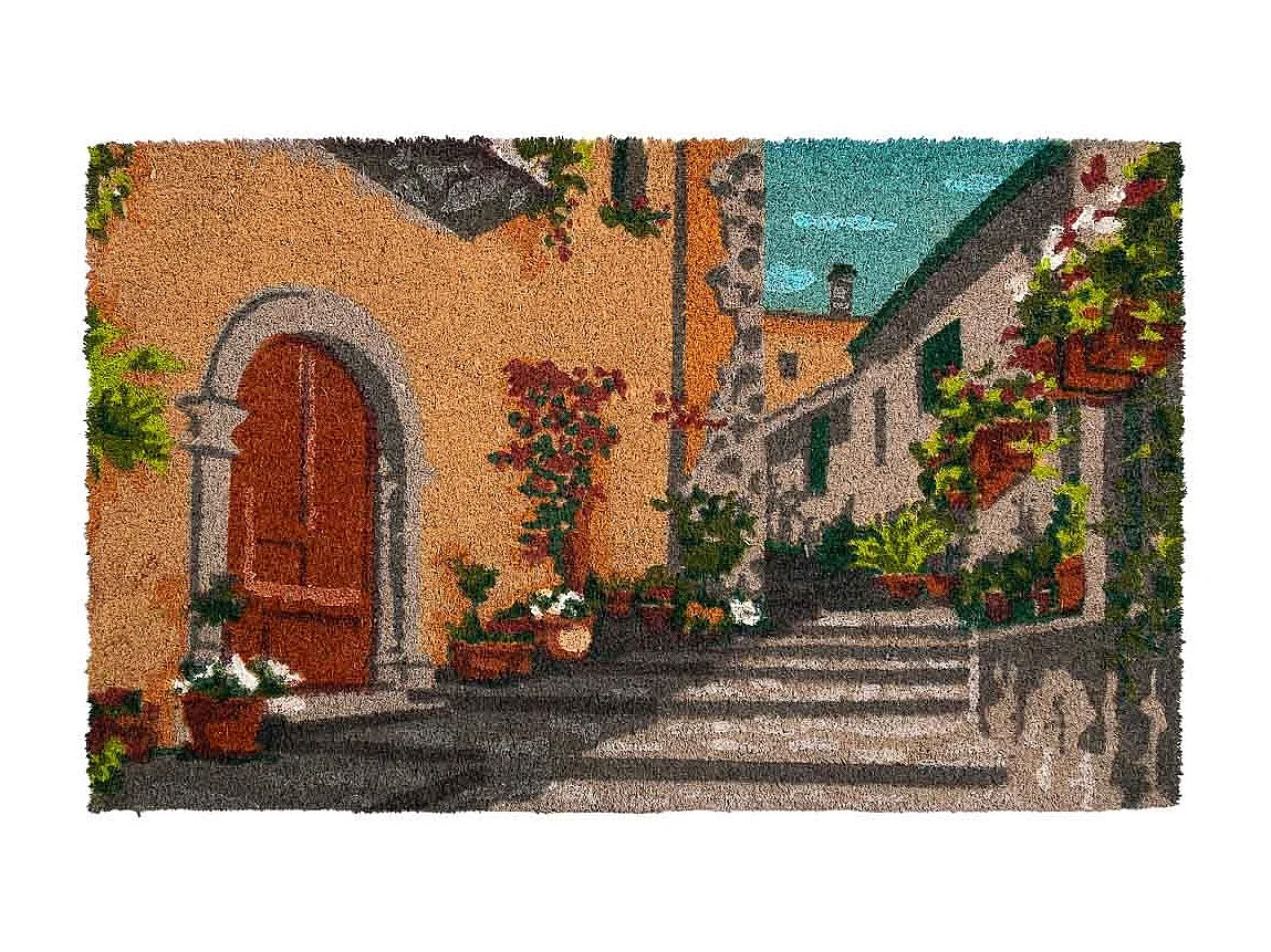 Tapis d'entrée en PVC imprimé gris 45x75