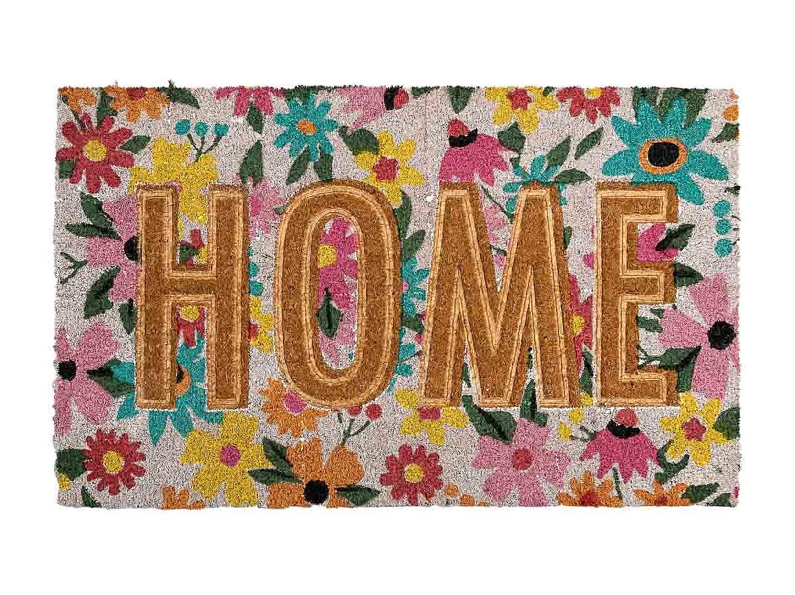 Tapis d'entrée en PVC imprimé et fibre pressée marron 45x75