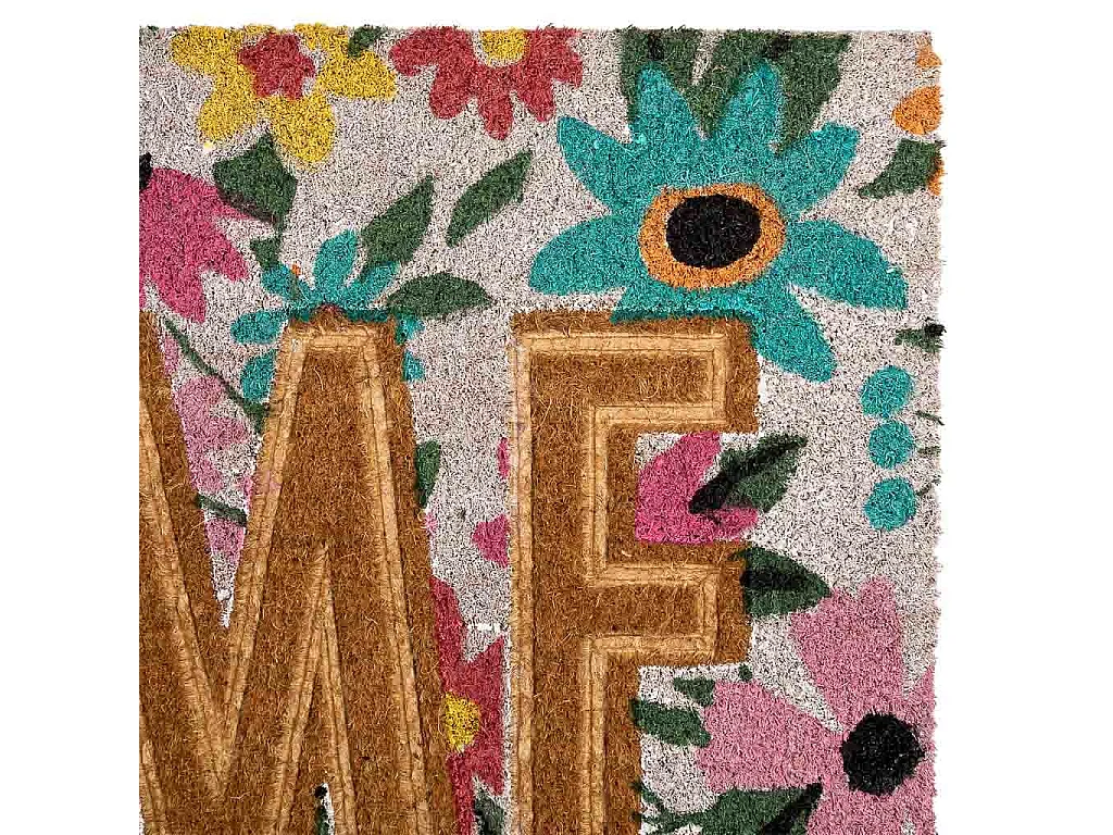 Tapis d'entrée en PVC imprimé et fibre pressée marron 45x75