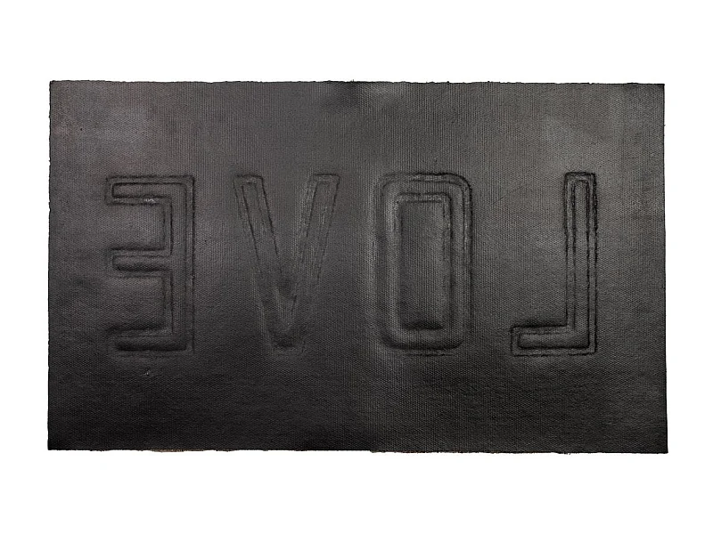 Tapis d'entrée en PVC imprimé et fibre pressée marron 45x75