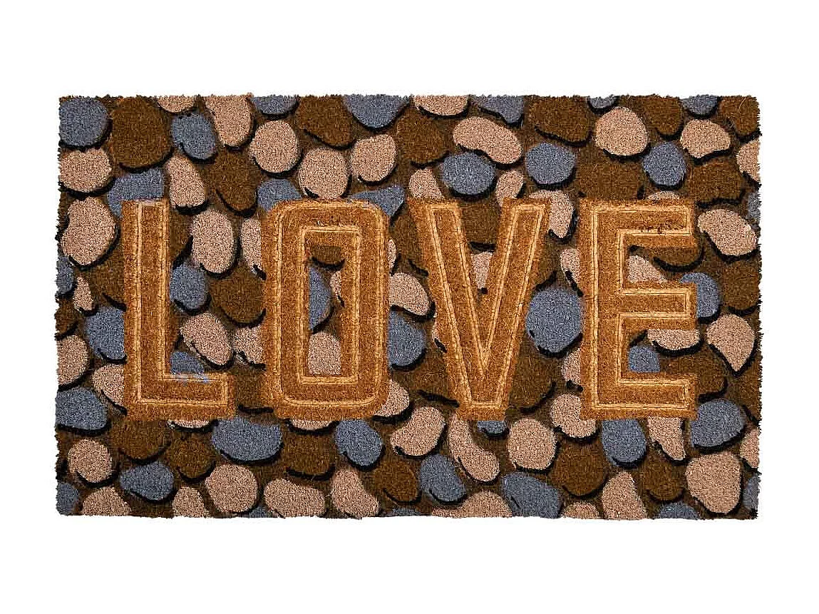 Fußmatte aus bedrucktem PVC und gepresster Faser in Braun 45x75