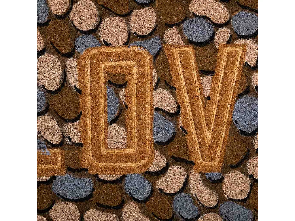 Fußmatte aus bedrucktem PVC und gepresster Faser in Braun 45x75