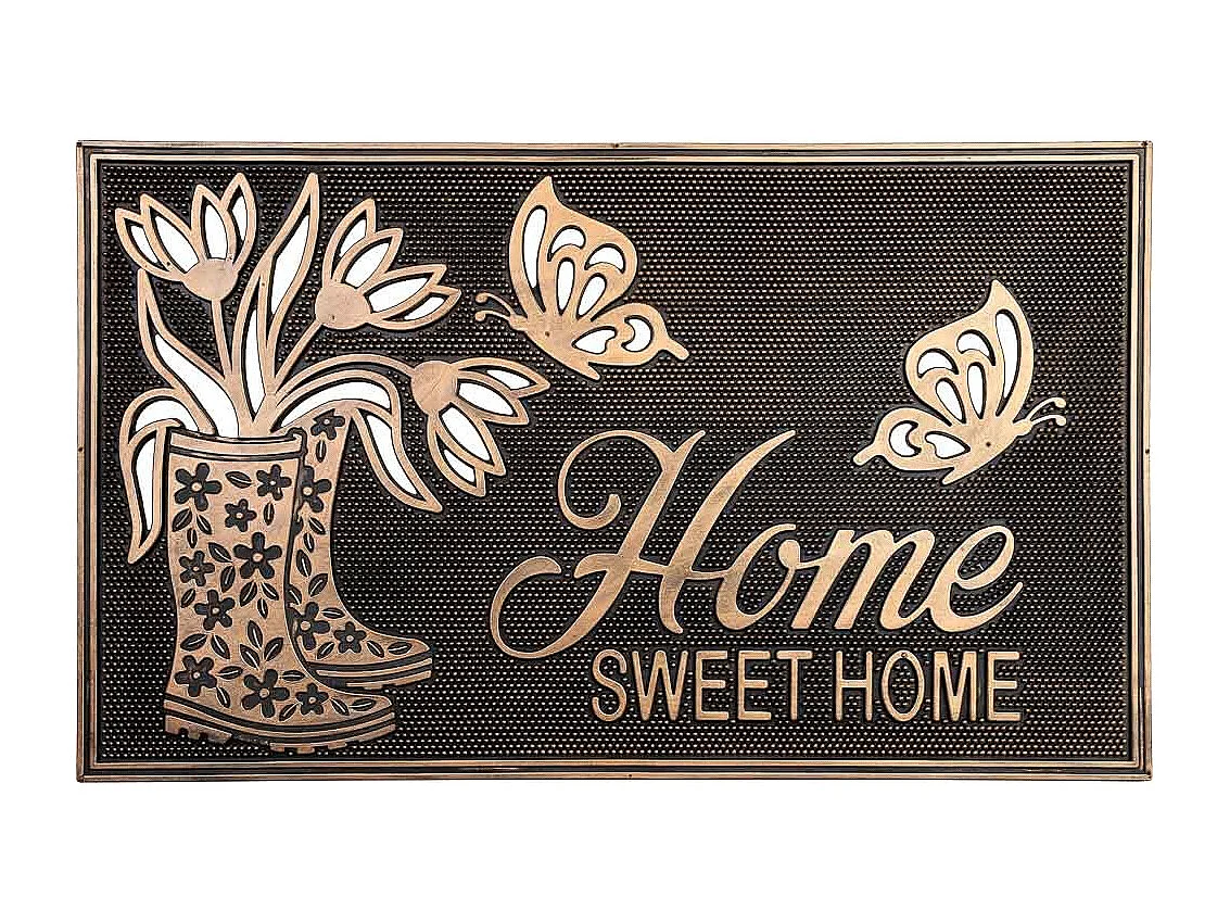 Capacho de borracha com acabamento cobre 45x75