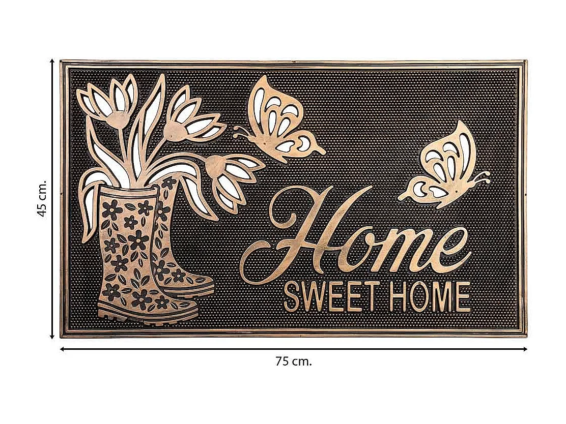 Capacho de borracha com acabamento cobre 45x75