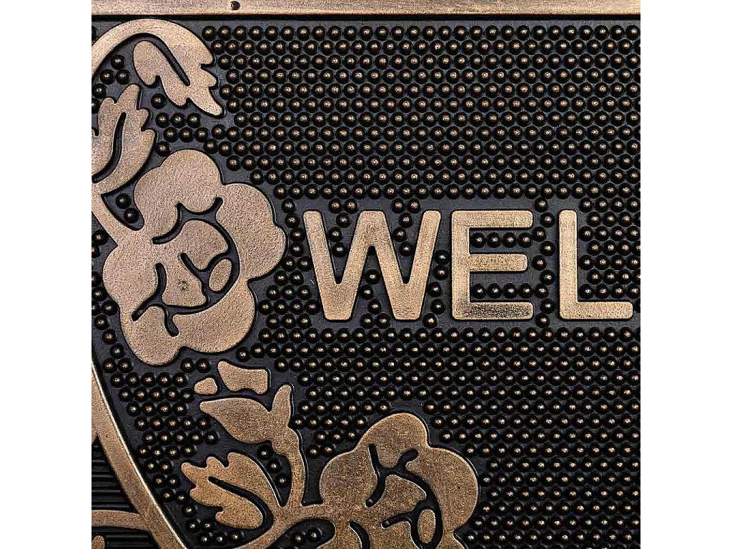 Capacho de borracha com acabamento cobre 45x75