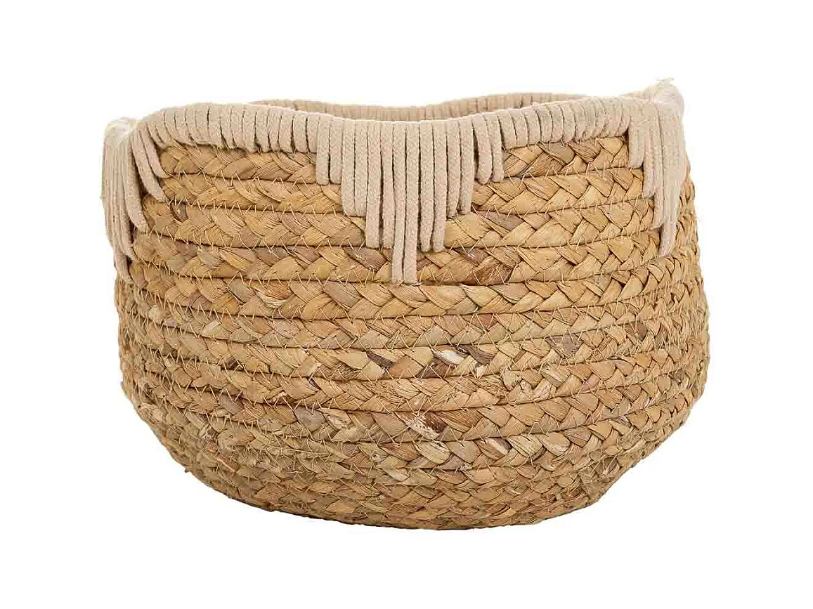 Korb aus Naturfaser und Baumwolle weiß D27x20