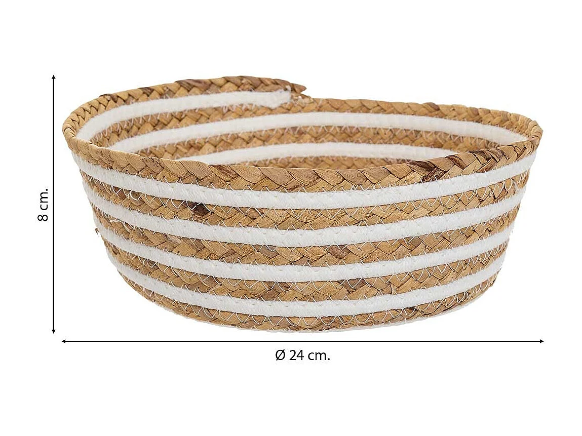 Cesto de fibra natural e algodão marrom D24x8