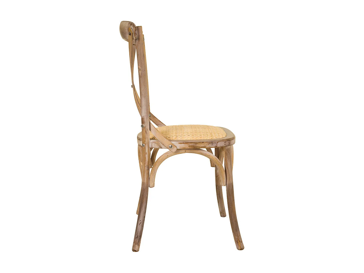 Chaise en bois et assise en rotin marron 44x42x46/88h