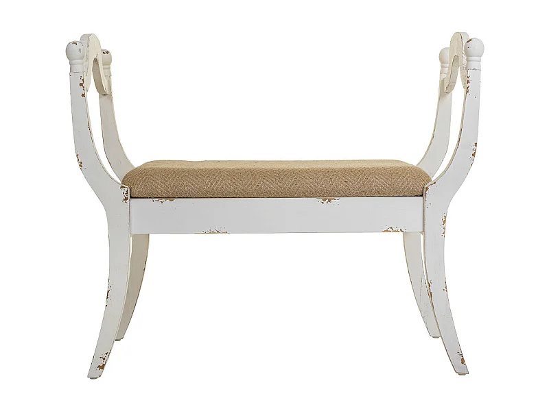 Banco de madeira estofado branco 90x45,5x78