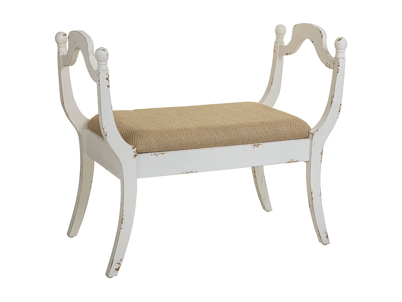Banc en bois tapissé blanc 90x45,5x78