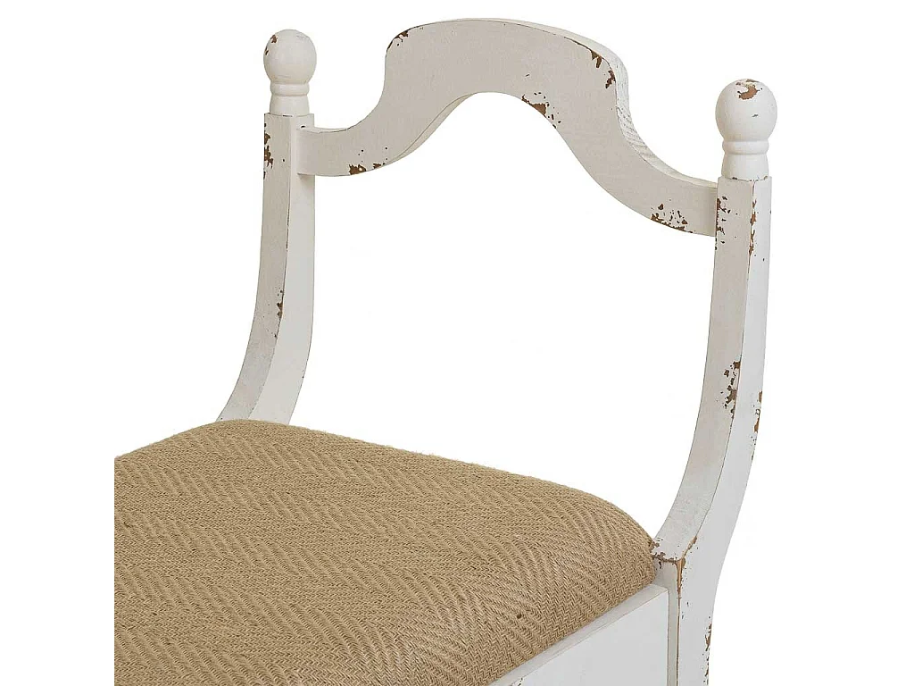 Banc en bois tapissé blanc 90x45,5x78