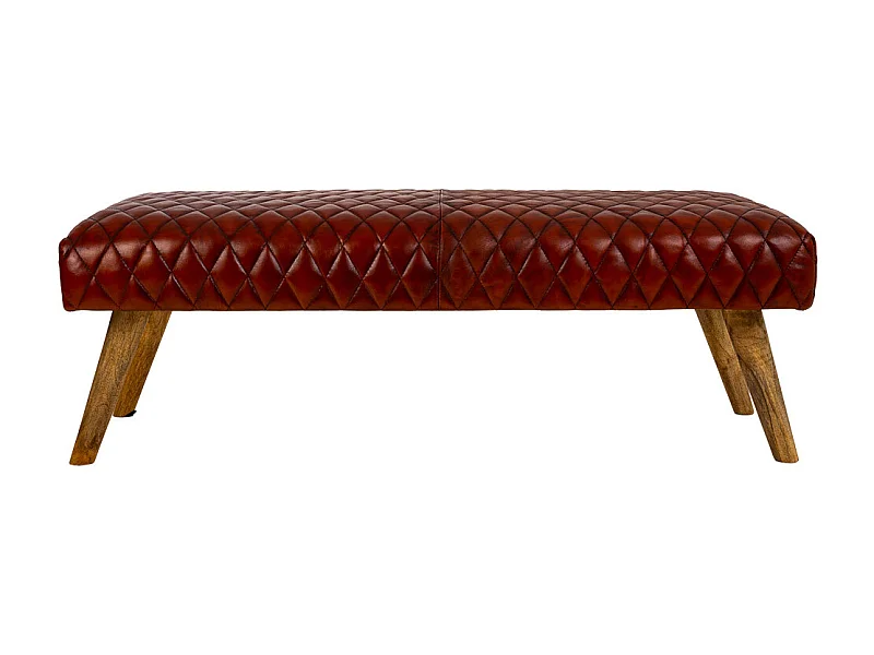 Rote Lederbank 115x53x38h cm
