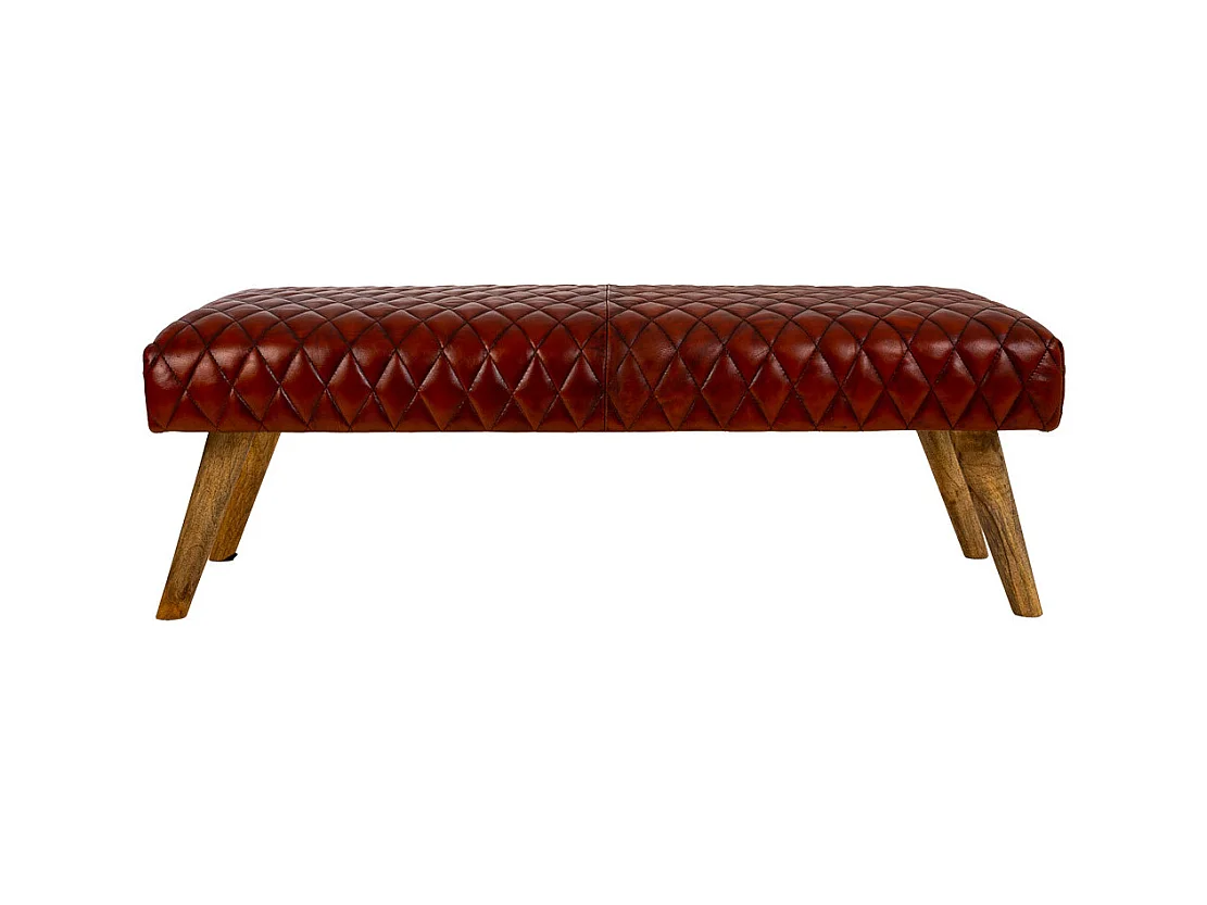 Rote Lederbank 115x53x38h cm