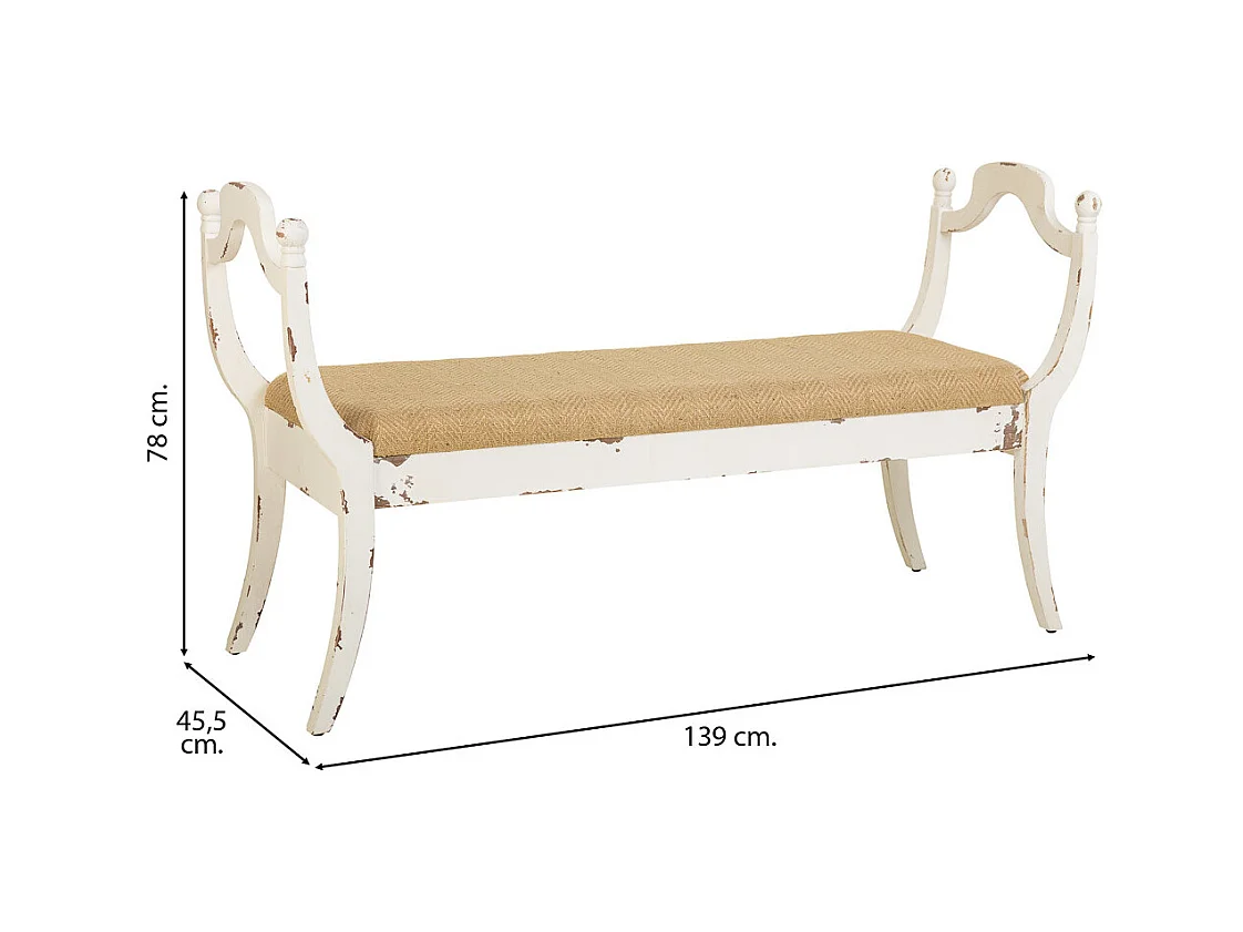 Sgabello imbottita in legno bianco 139x45,5x78h