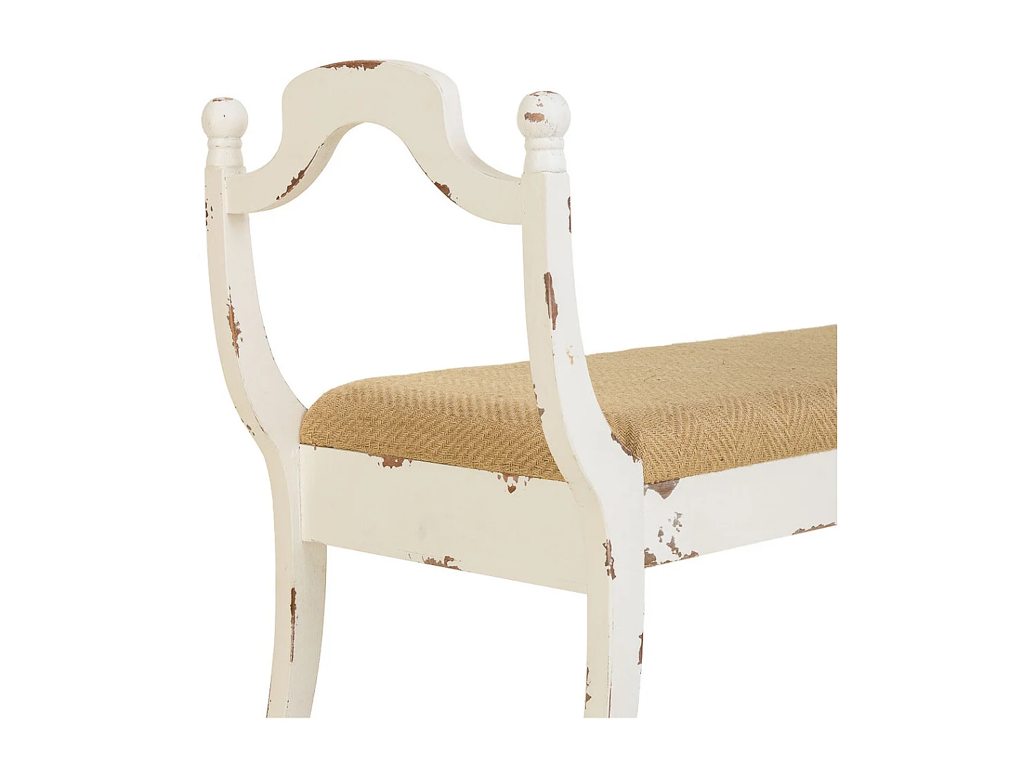 Weiß gepolsterte Holzbank 139x45,5x78h cm