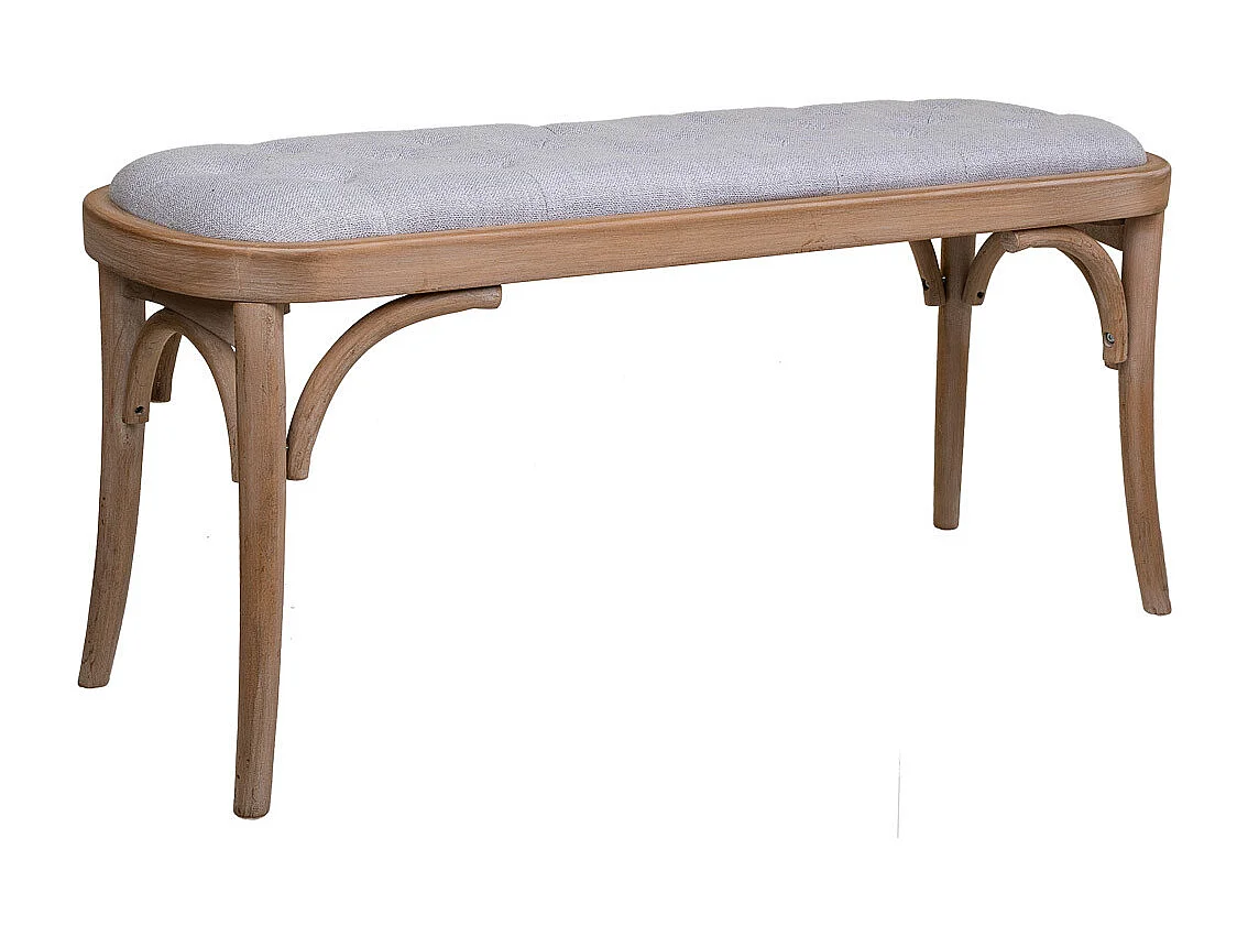 Grau gepolsterte Holzbank 110x37x47h cm