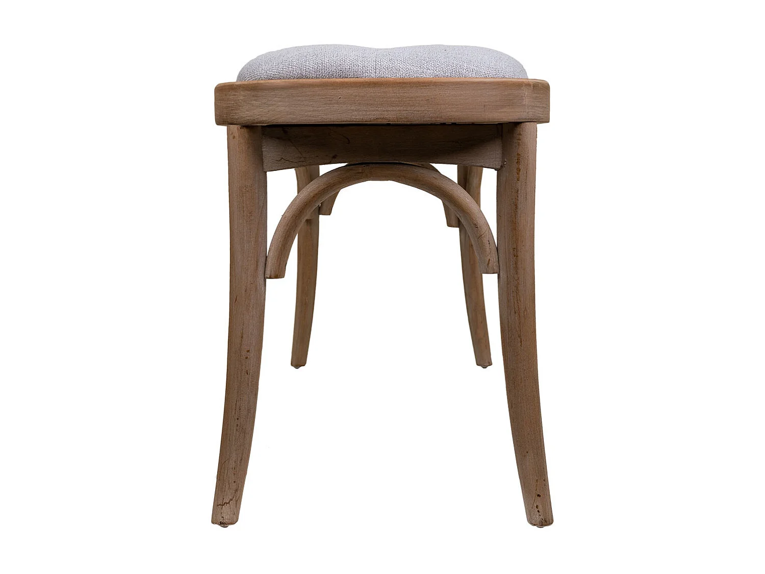 Grau gepolsterte Holzbank 110x37x47h cm