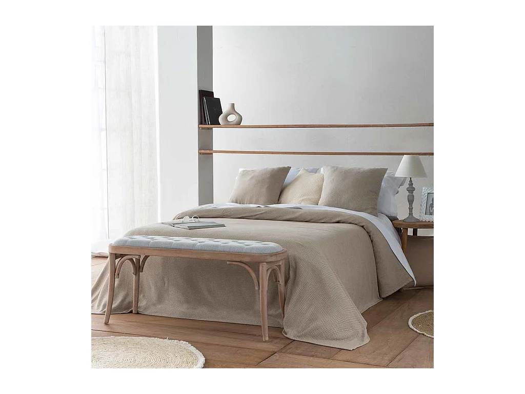 Banc en bois tapissé gris 110x37x47