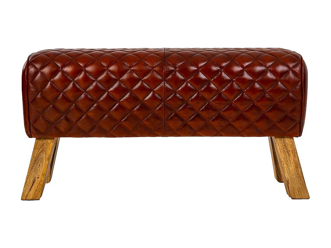 Banc en cuir rouge 89x46x35