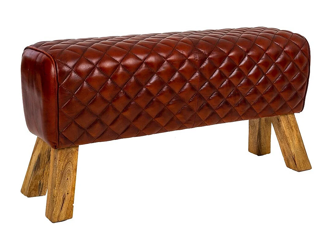 Banc en cuir rouge 89x46x35