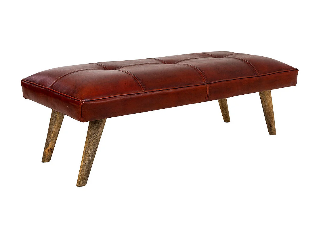 Banc en cuir rouge 115x53x38