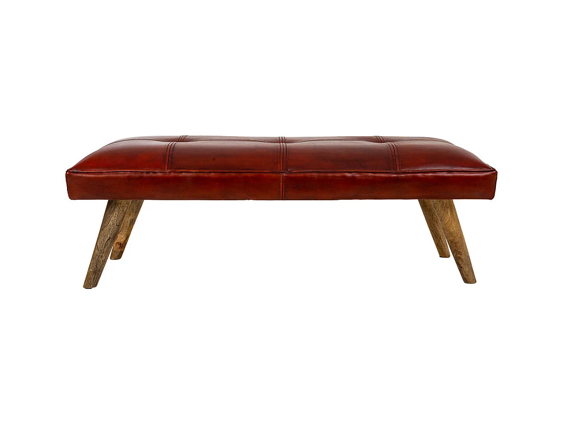Rote Lederbank 115x53x38h cm
