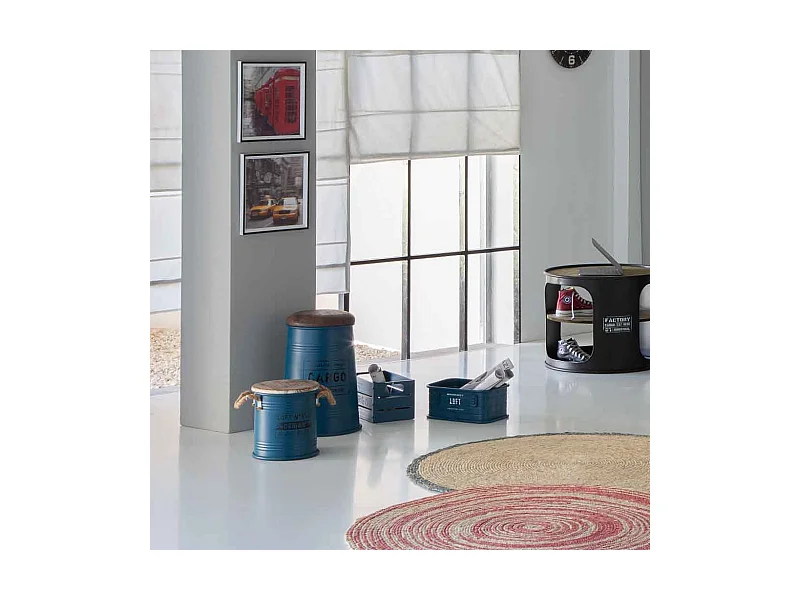 Rechteckiger blau bedruckter Metallkorb 31x18x16