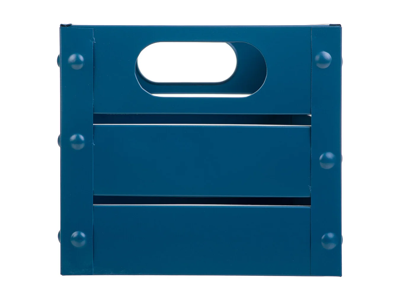 Cesto retangular de metal estampado em azul 31x18x16