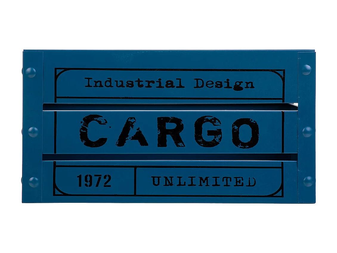 Cesto retangular de metal estampado em azul 31x18x16