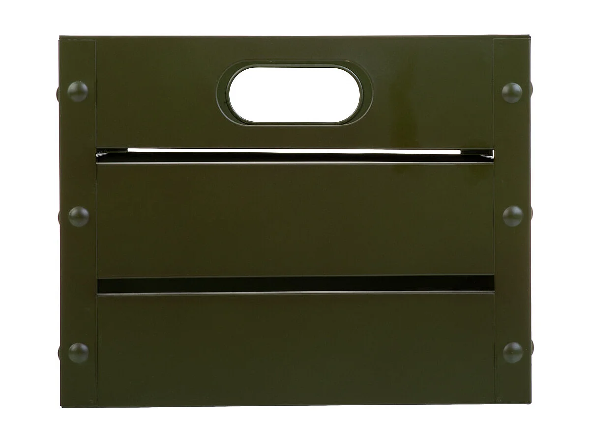 Corbeille carrée en métal imprimé vert 26x26x20