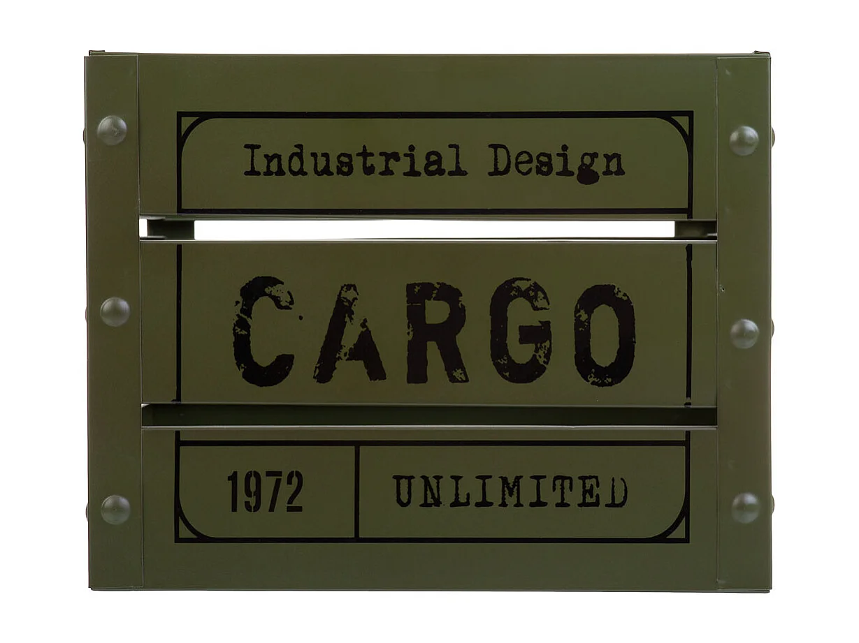 Cesto quadrado de metal estampado verde 26x26x20