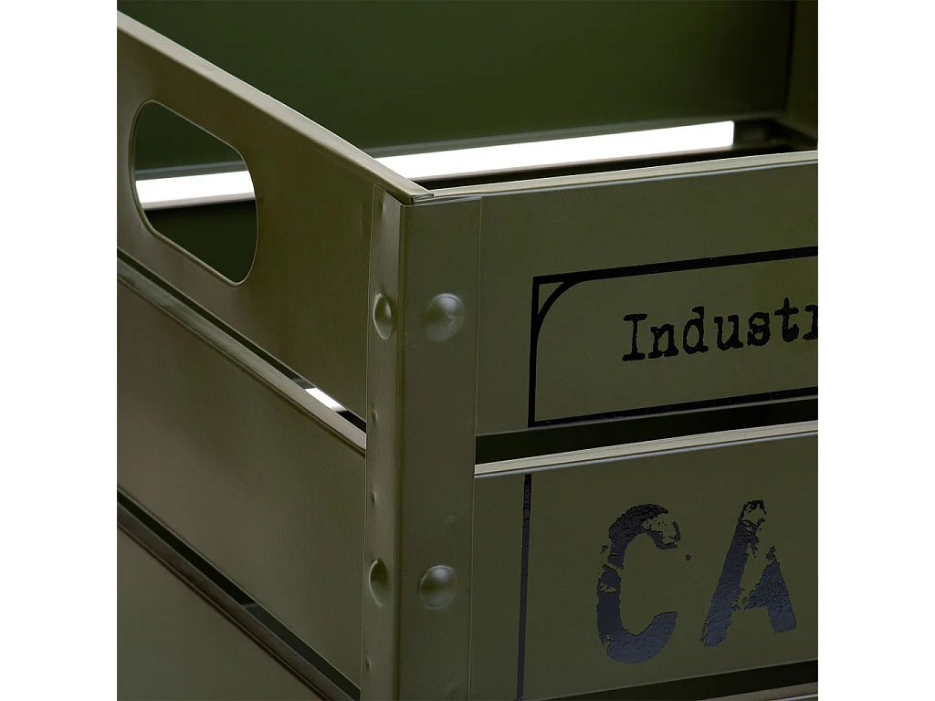 Cesto quadrado de metal estampado verde 26x26x20