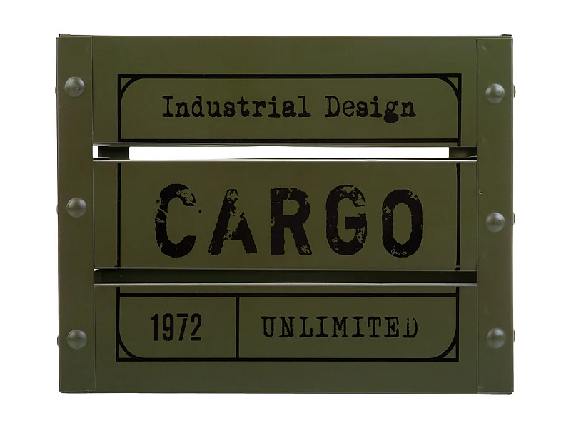 Cesto quadrado de metal estampado verde 26x26x20