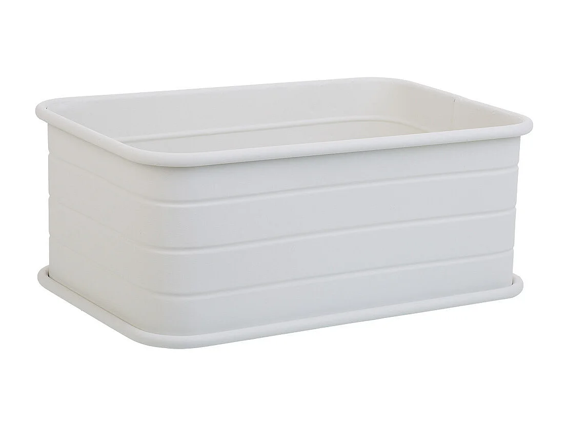 Corbeille rectangulaire en métal imprimé gris 39x26x16