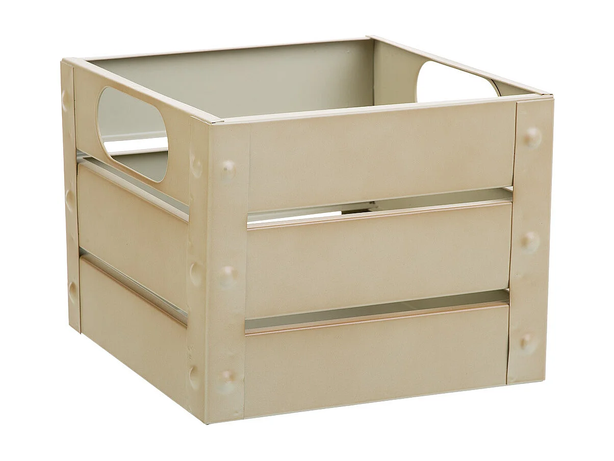 Cesto quadrado de metal estampado cinza 18x18x14