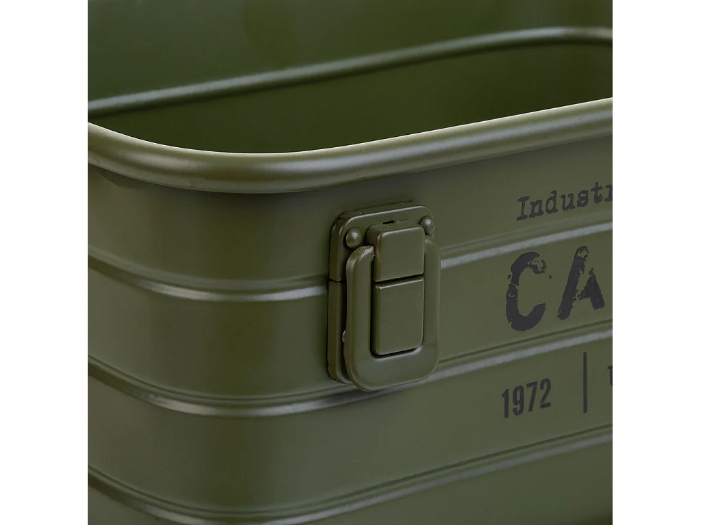 Corbeille rectangulaire en métal imprimé vert 32x21x14