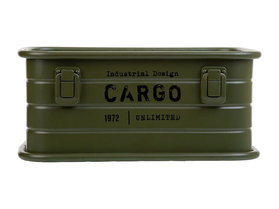 Cesto retangular de metal estampado verde 32x21x14
