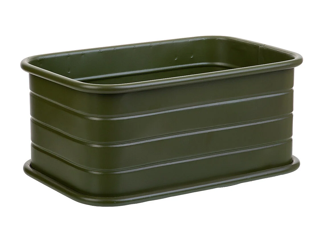 Cesto retangular de metal estampado verde 32x21x14