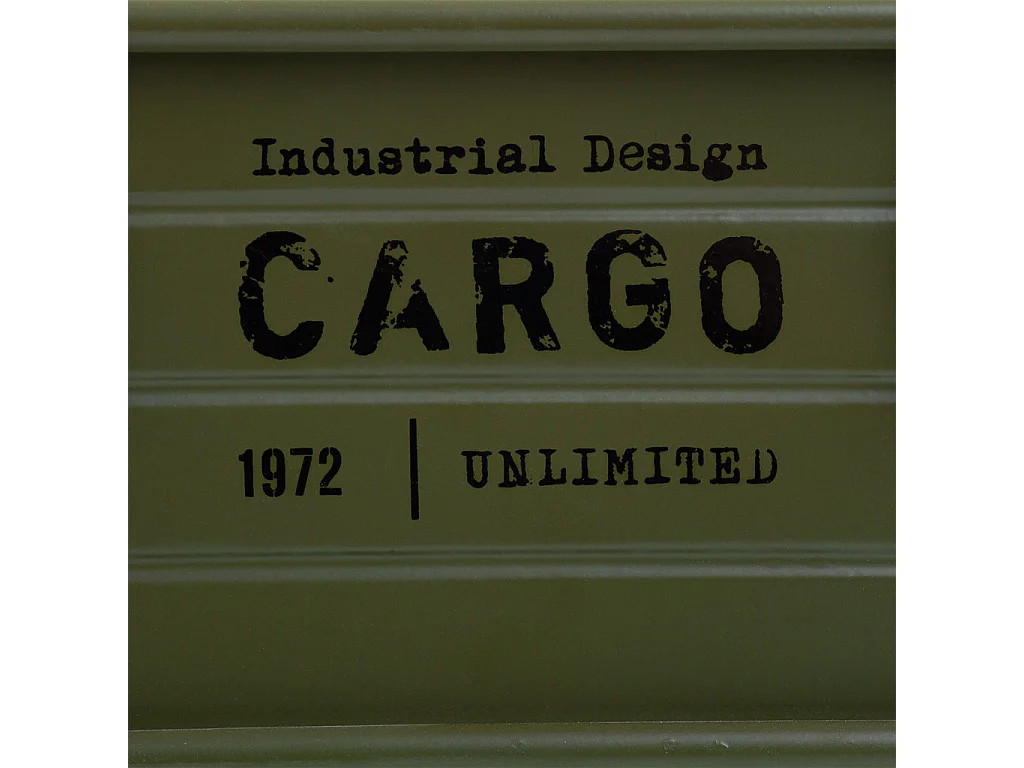 Cesto retangular de metal estampado verde 32x21x14
