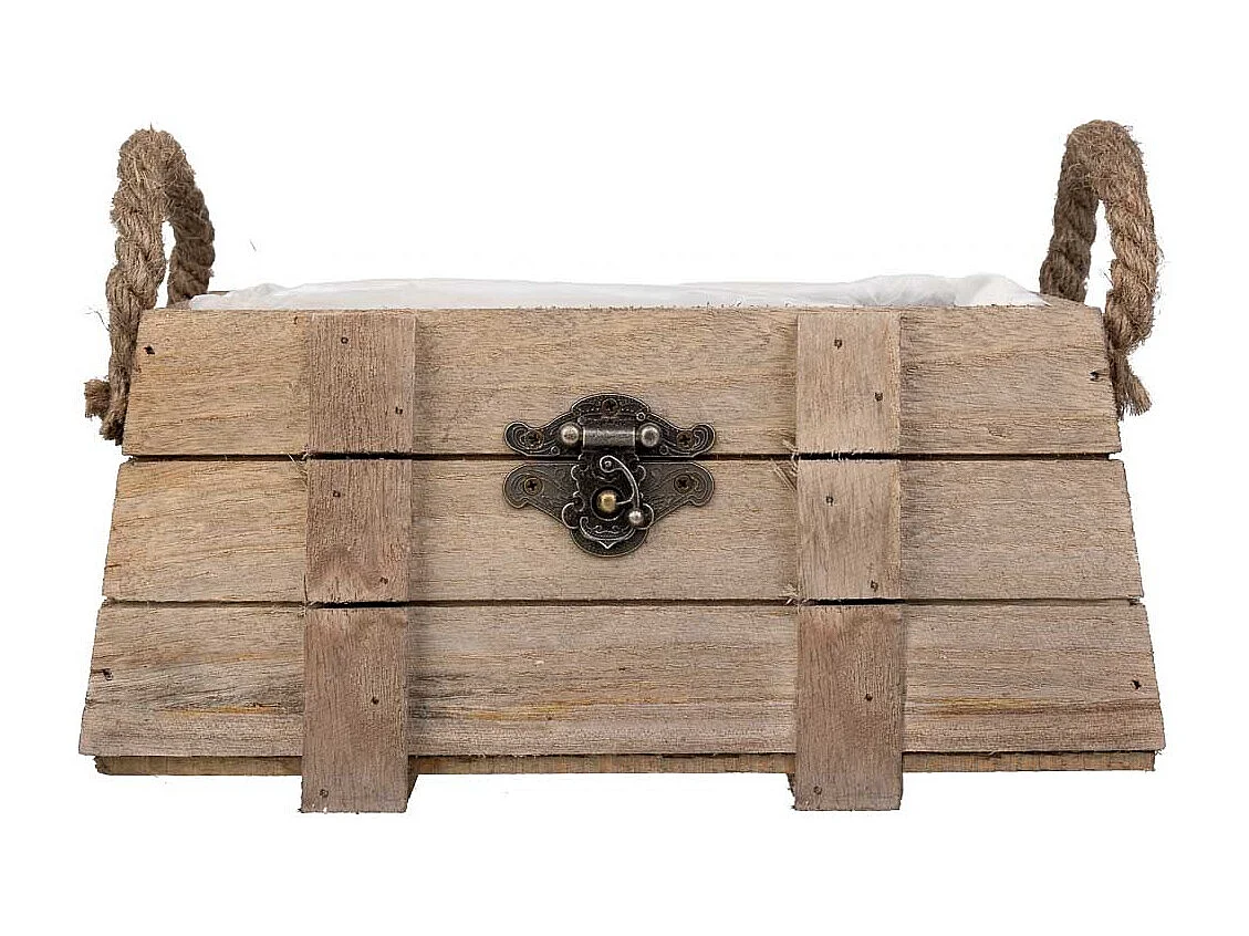 Cesto de madera con asas marrón 22x11x11