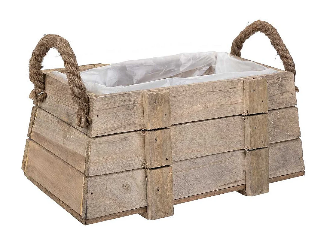 Cesto de madera con asas marrón 22x11x11