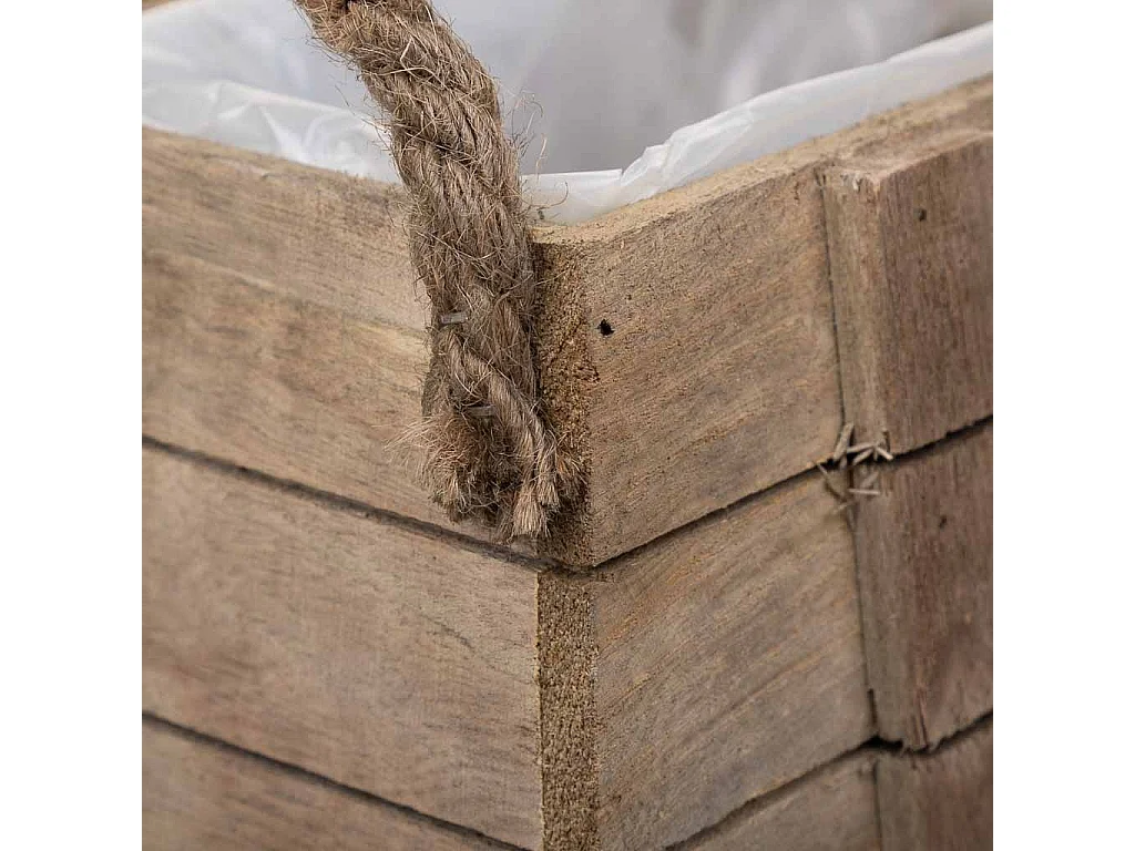 Cesto de madera con asas marrón 22x11x11