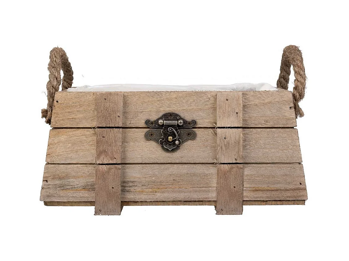 Holzkorb mit braunen Griffen 22x11x11h cm