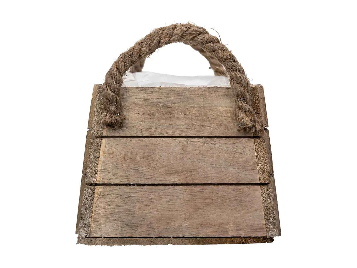 Cesto de madeira com alças marrons 22x11x11