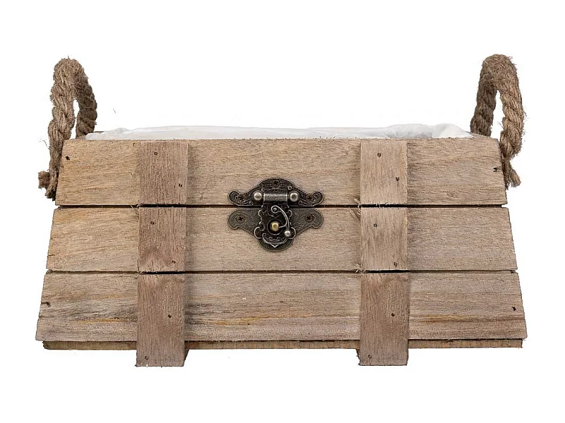 Holzkorb mit braunen Griffen 22x11x11h cm