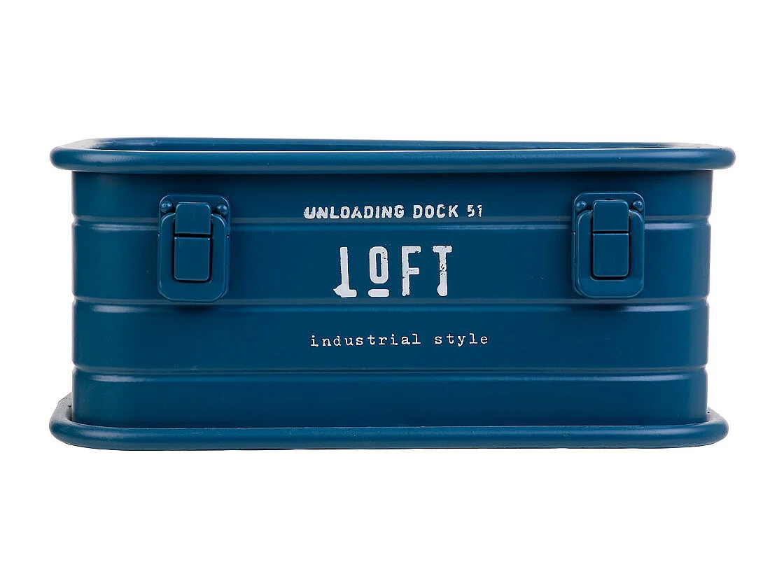 Cesto retangular de metal estampado em azul 32x21x14