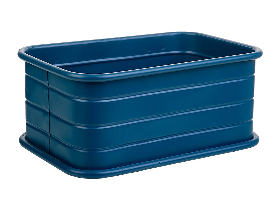 Cesto retangular de metal estampado em azul 32x21x14