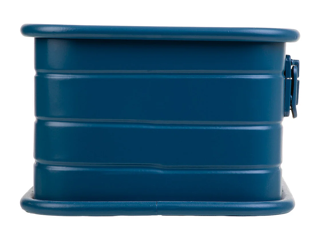 Cesto retangular de metal estampado em azul 32x21x14